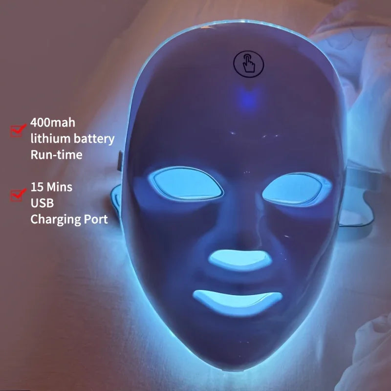 Masque LED 7 Couleurs – Soin Visage Anti-Âge & Éclat Rechargeable