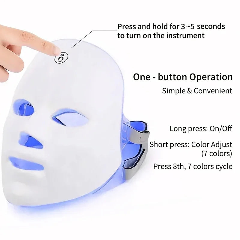 Masque LED 7 Couleurs – Soin Visage Anti-Âge & Éclat Rechargeable