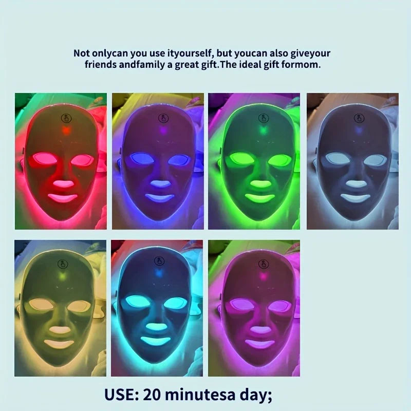 Masque LED 7 Couleurs – Soin Visage Anti-Âge & Éclat Rechargeable