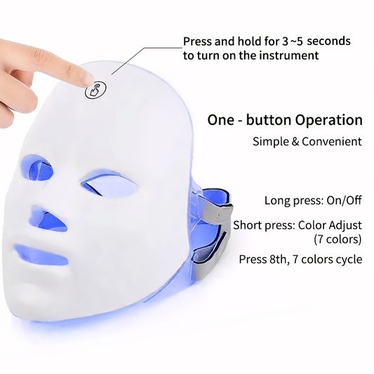 Masque LED 7 Couleurs – Soin Visage Anti-Âge & Éclat Rechargeable