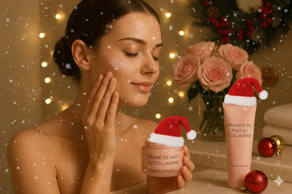 Cadeau Noël Luxe :Soins Nuit Anti-Âge au Collagène – Crème & Masque NuvéaParis🎄🤶